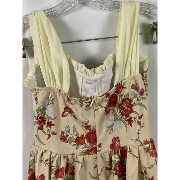 Women’s German Style Cosplay Dress Sz S Red Florals Tie Bodice Puff Off Shoulder - Picture 11 of 16